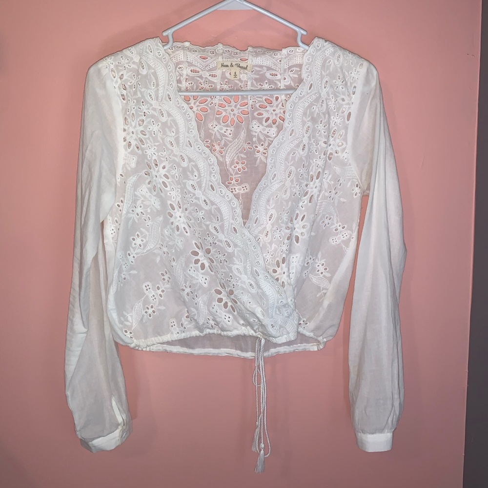 White Hem & Thread Lace Top